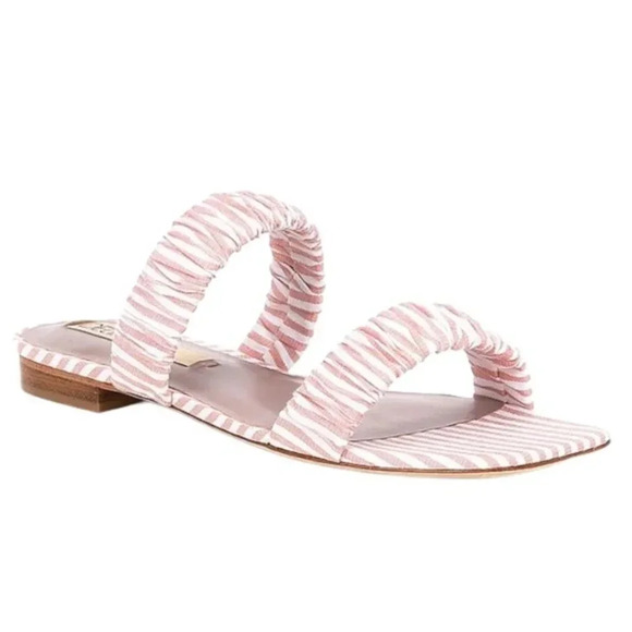 Deltan Sandal Cora Stripe Print Two Band Slides Size 6 NWT - Picture 1 of 10